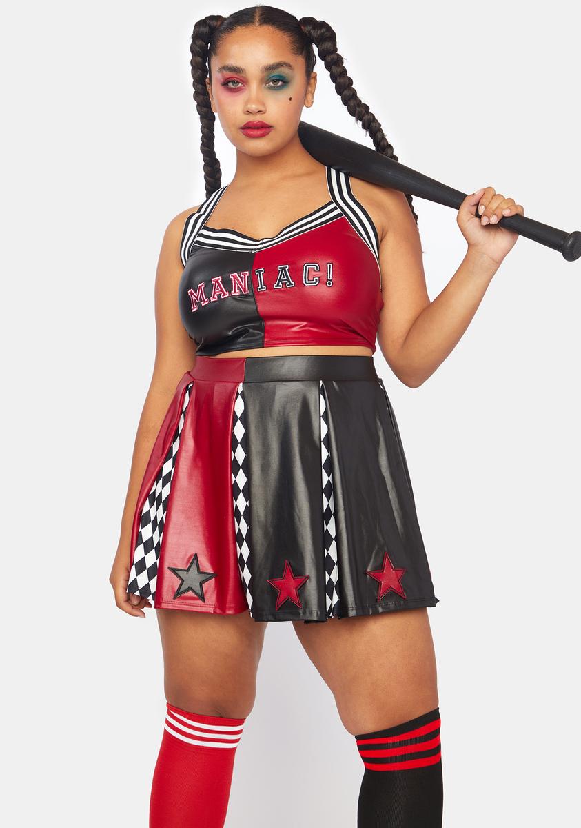 Plus Size Vinyl Harlequin Cheerleader Costume With Panty – Dolls Kill